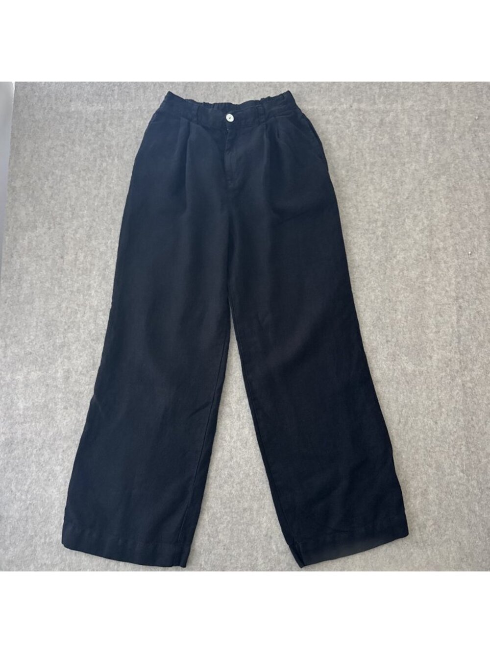 Bella Dahl 100% Linen Wide Leg Trouser Pants Womens 28 Black Full Length USA